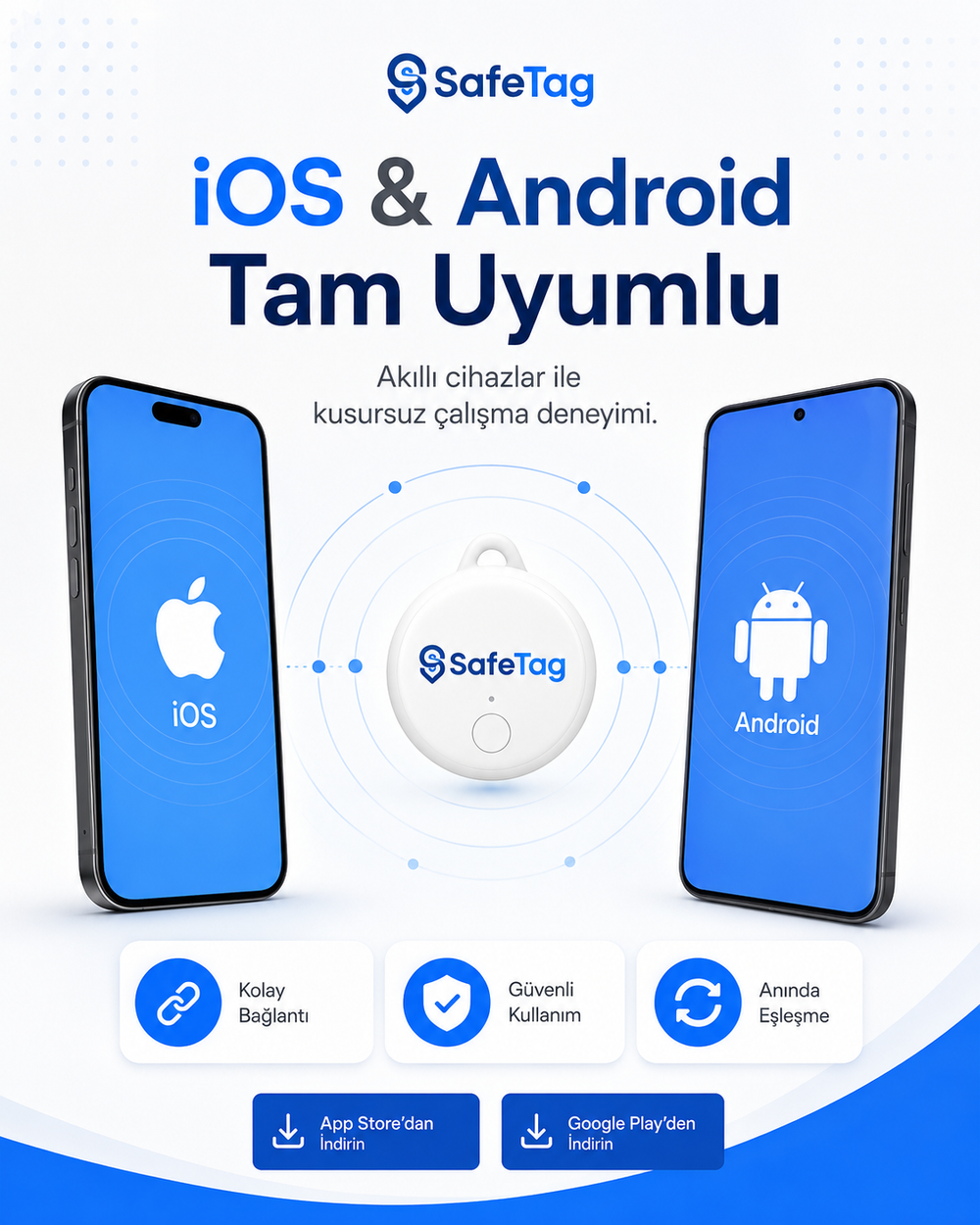 SafeTag Akıllı Takip Cihazı – Araç, Çanta, Bagaj ve Anahtar İçin Konum Takibi